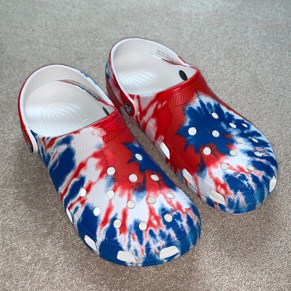 CROCS Shoes Crocs Red White Blue Tie Dye Poshmark